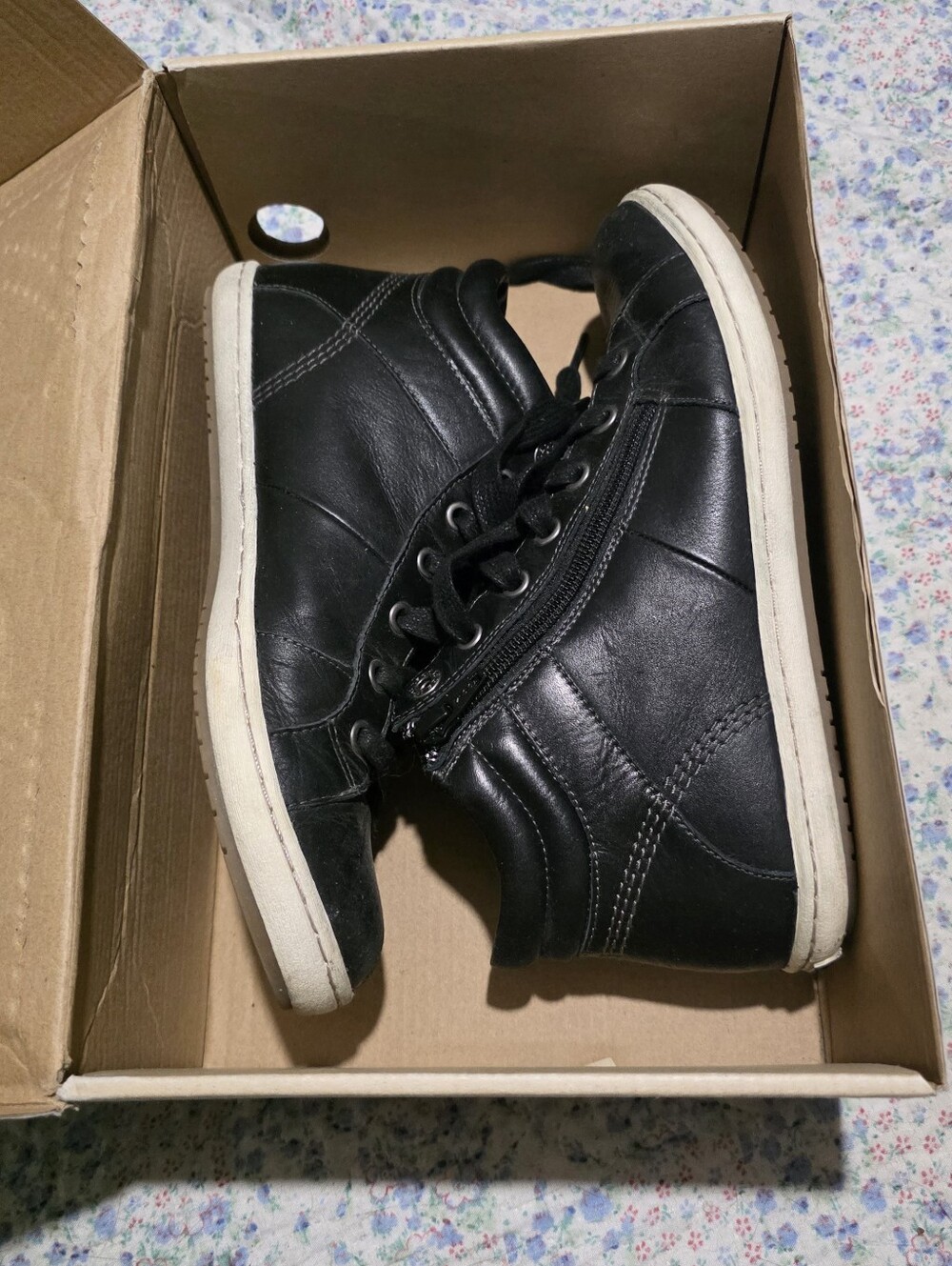 TAOS Black Leather Union High Top Sneakers